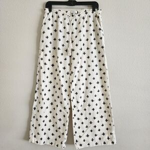 Madewell Boho Gauze Pull On Wide Leg Crop Pants Cross Print Tassels Small